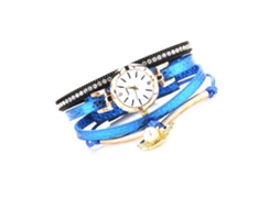 Relógio de Pulso Feminino Fashion com Pulseira de Couro Pu e Quartzo (azul)