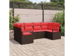 Vidaxl Conjunto De Sofás 6 Unid. Castanho
