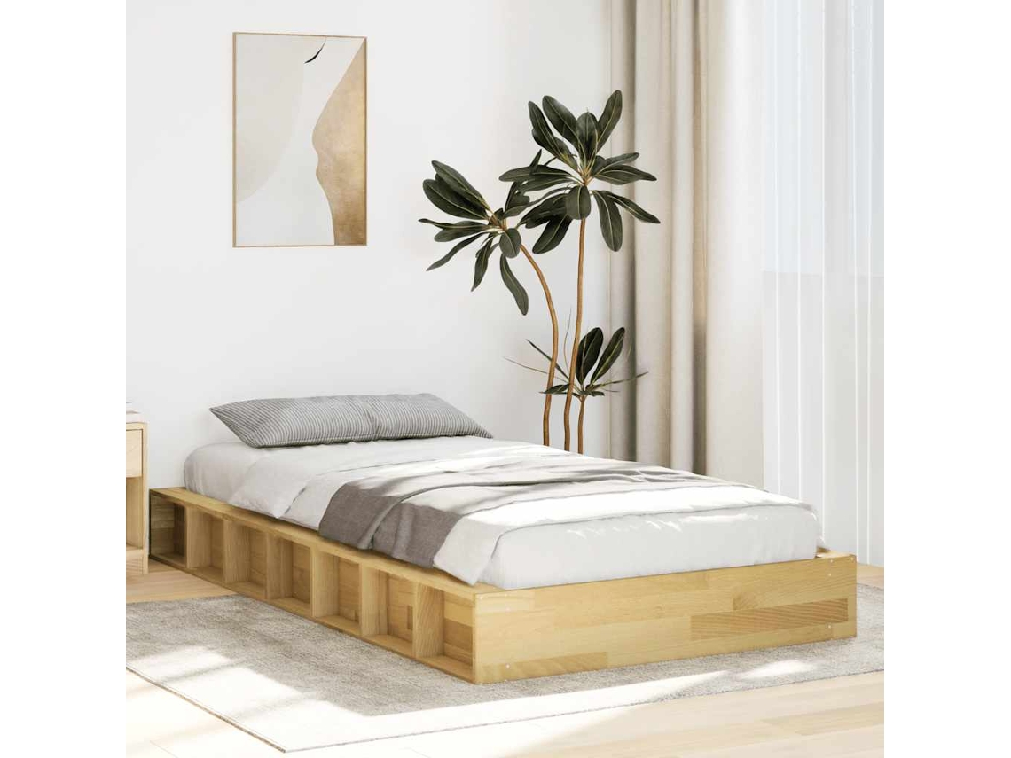 Vidaxl Estrutura de Cama Sem Colchão 75x190 Cm Carvalho de Maciça
