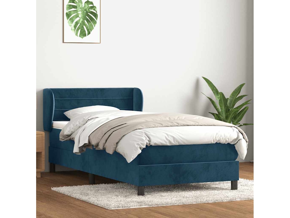 SYFAX™ Cama com Molas/colchão Azul escuro 80x210 Cm Veludo