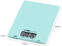 Balança de Cozinha CLATRONIC KW 3626 Verde (Capacidade: 5 Kg - Precisão: 1 g) — balança de cozinha com superfície em vidro, pesagem até 5kg com intervalos de 1g.