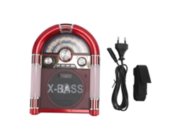 Caixa De Som Bluetooth Com Rádio Am Fm Sw Estilo Retro Recarregável Cartão Usb Drive Vermelha Plugue Eu