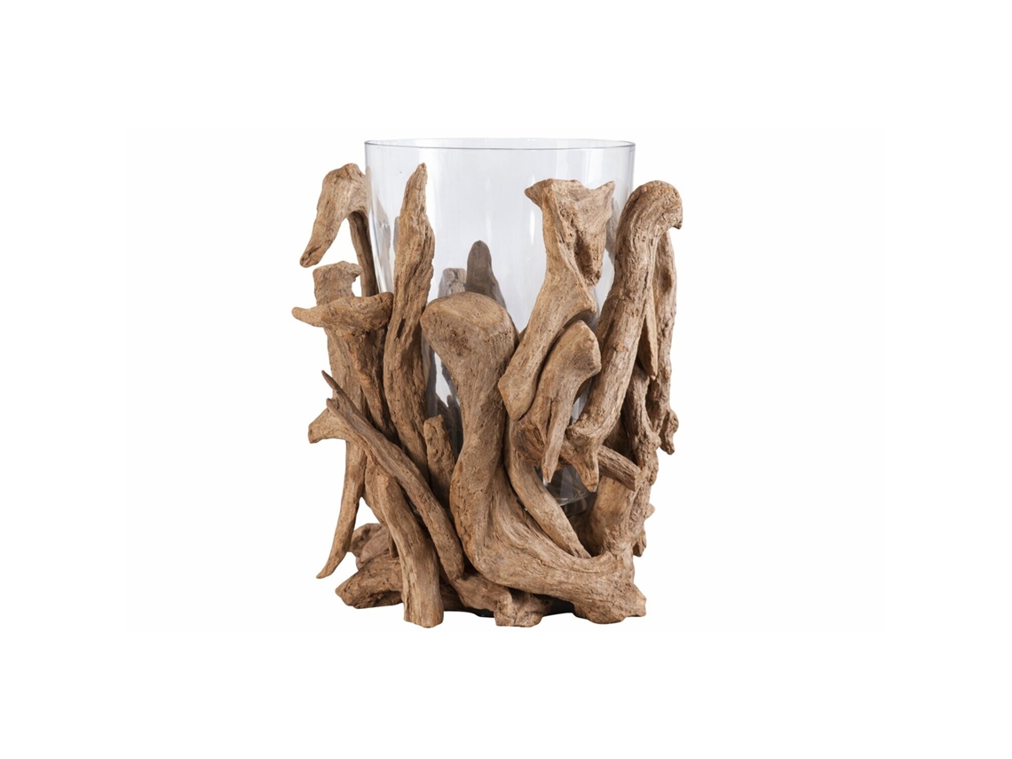 Vaso de Raiz de Teca Reciclada com Vidro, 40x40x50cm ALEXANDRA HOUSE LIVING