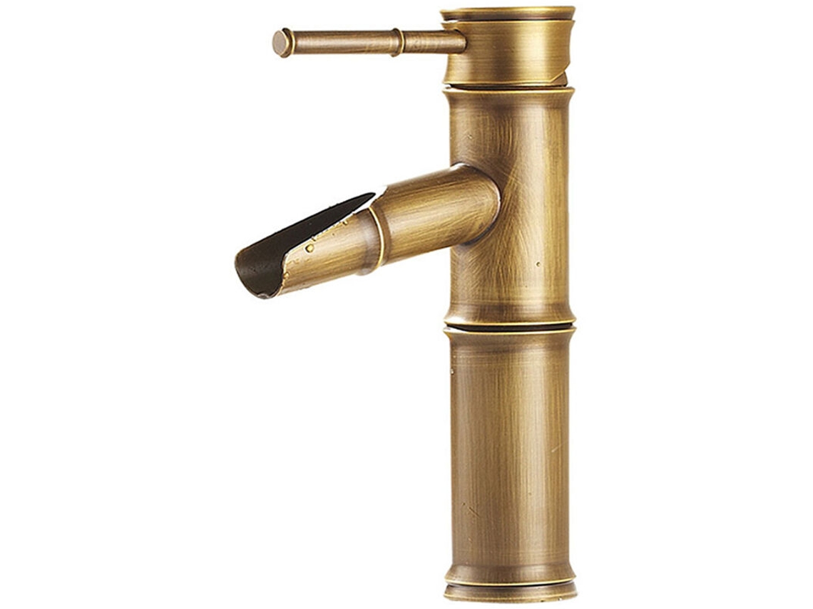 Torneira De Banheiro Antiga De Bambu E Latão Com Design Para Lavatório E Cerâmica