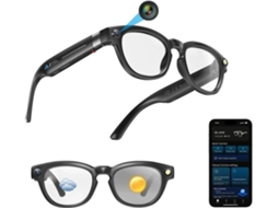 Smartglasses YIZHOOD com IA, câmera 1080p, tradução em tempo real, música, chamadas mãos livres e 32 GB de armazenamento (preto)