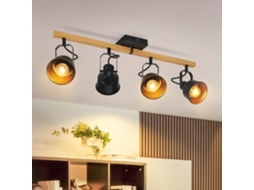 Foco De Teto 4 Chamas Ajustáveis ​​​​350° Vintage E14 Design De Alta Qualidade Em Madeira Granulada Nettlife