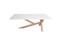 Sala de estar, sala de jantar, escritório, mesa de reuniões. Pernas de metal de cobre XY. 200x90cm. Branco. OFILIKE