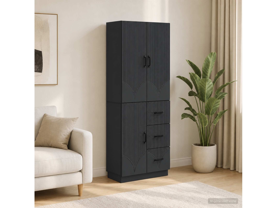 Vidaxl Conjunto De Gabinete 2 Unid. Preto Derivados De Madeira