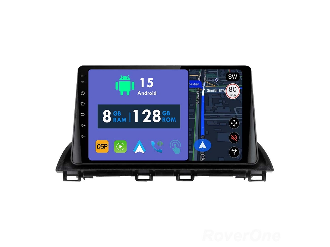 Auto Rádio Carro Bluetooth Autoradio 8GB RAM 128G ROM CarPlay Navegação GPS Ecrã Táctil RoverOne para Mazda 3 Axela 2014 - 2019