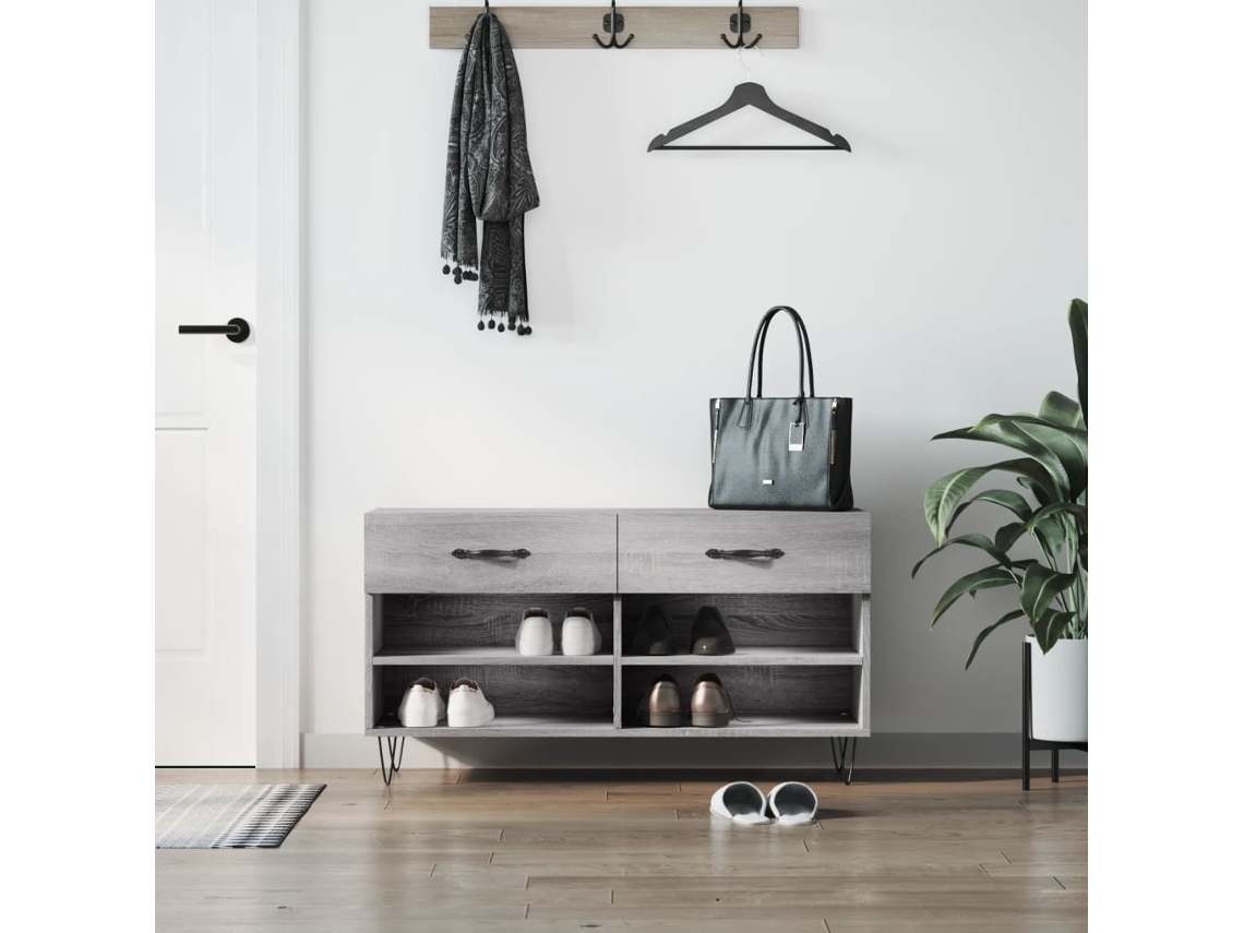 Vidaxl Banco Sapateira 102x35x55 Cm Derivados Madeira Cinzento Sonoma