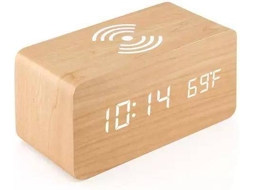 Relógio Despertador Carregador Wireless Qi Bege
