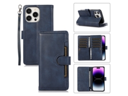 Suporte Casa Pega Para Iphone 15 Pro Max Pele Sintética Com Porta-cartões Azul