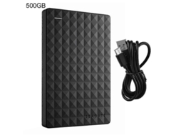 Gabinete metálico para disco rígido externo USB 3.0 de alta capacidade e transferência rápida, compatível com laptops e PCs (500 GB).