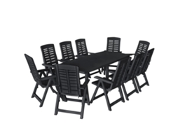 Conjunto De Jantar De Exterior 11 Pcs Plástico Antracite Dkd Home Decor