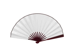 Leque de Mão, Cor Sólida, Extra Grande 33 Cm, Branco BRILVIBERA