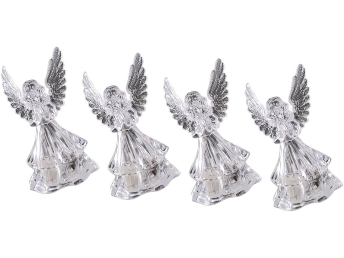 Conjunto De 4 Luminárias De Mesa Decorativas Compactas Em Acrílico Em Formato De Anjo Para Noite