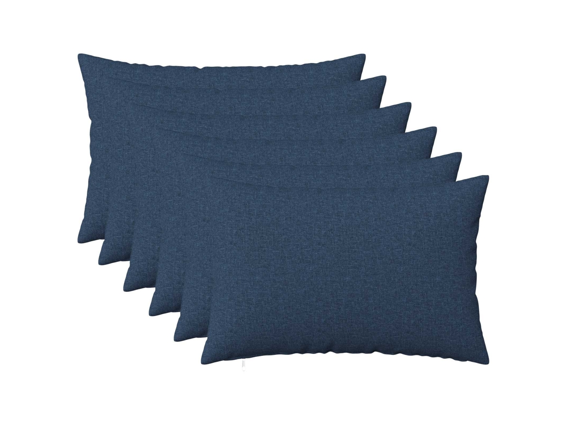 Vidaxl Almofada Com Travesseiro Heerlen 6 Unid. Azul Tecido