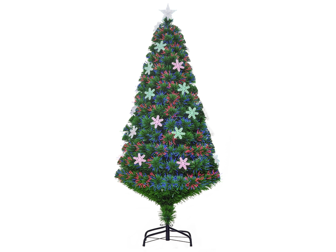 Árvore De Natal Artificial 150 Cm Com Luzes Led E Fibra Óptica Multicolor