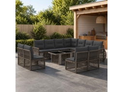 Vidaxl Conjunto De Sofá De Jardim 12 Unid. Cinza E Cinza Escuro