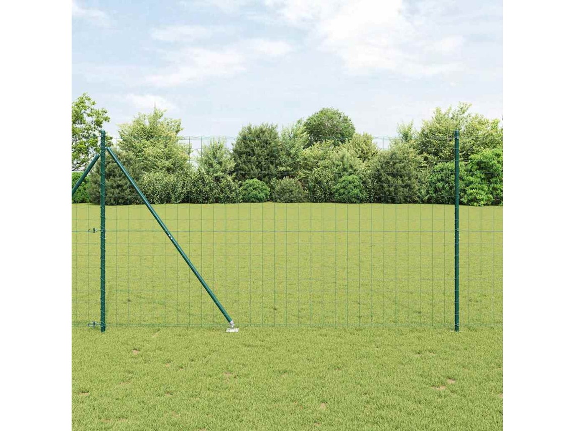 Vidaxl Cerca Europeia Com Pontas 10 X 1,6 M Aço Revestido De Pvc Verde