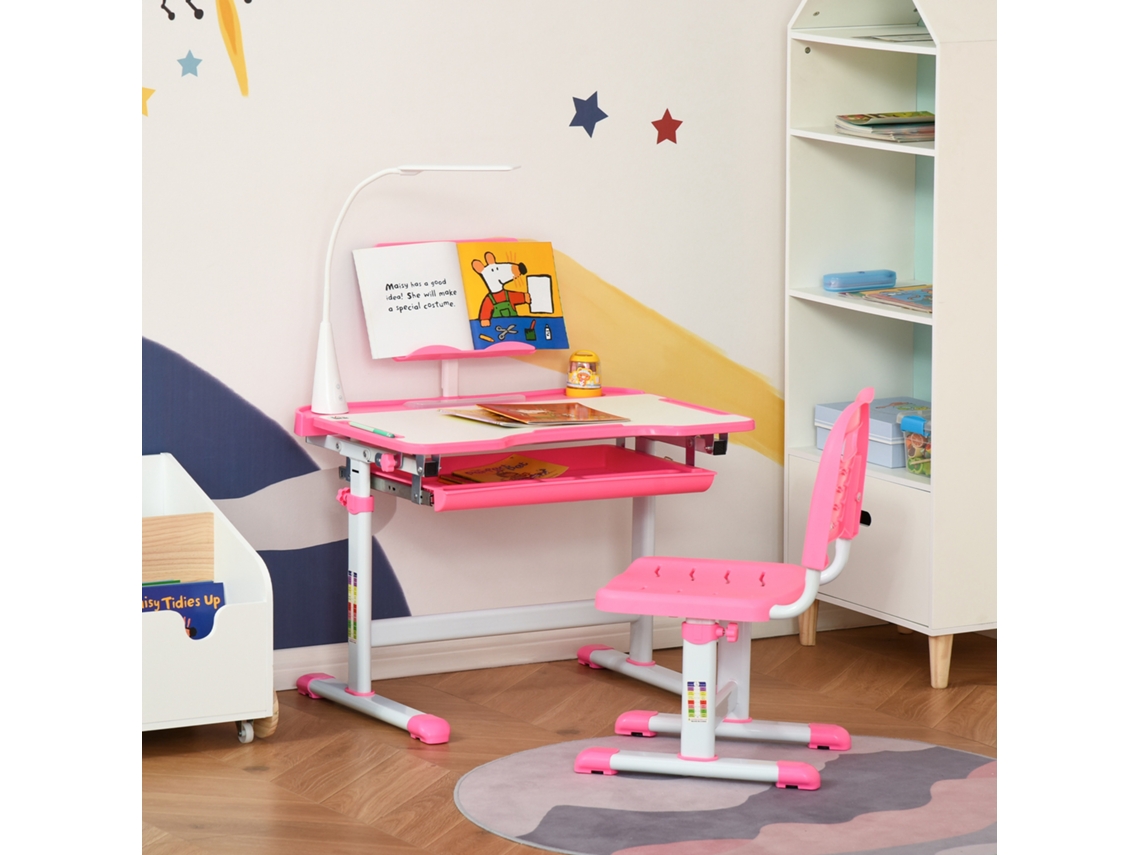 Conjunto Infantil De Cadeira E Mesa Com Lâmpada Led, Fácil De Montar E Guardar, Robusto