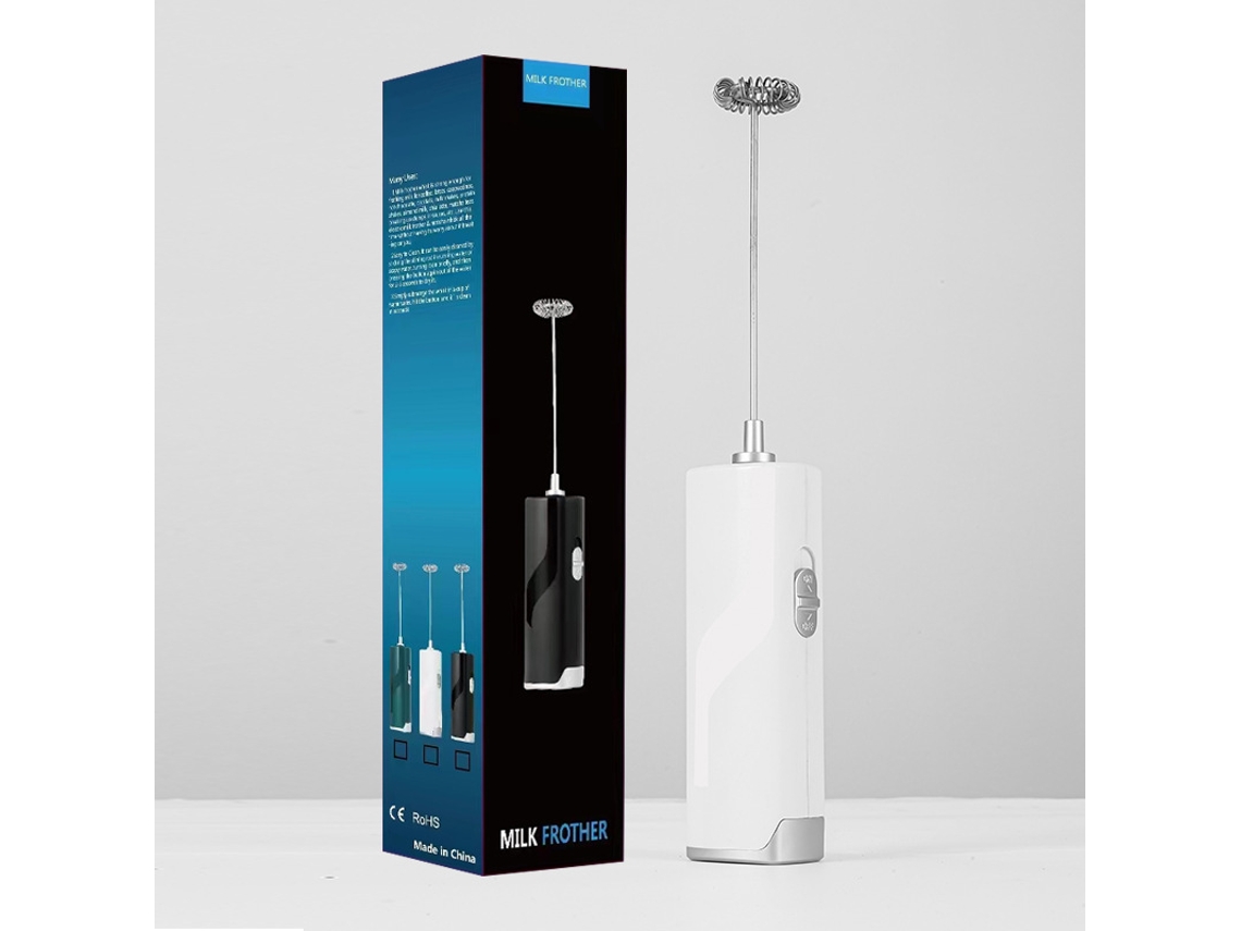 Batedor De Leite Portátil A Pilhas Varinha De Café Mini Misturador Manual Máquina Batedora Branco