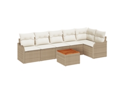 Conjunto 7 Sofá De Jardim Vidaxl Bege Vime Pe (287,5 X 122,5 X 69 Cm)
