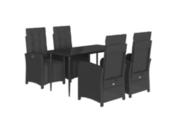 Conjunto de 5 Jantar para Jardim com Almofadões Vime Pe Preto MAISON EXCLUSIVE