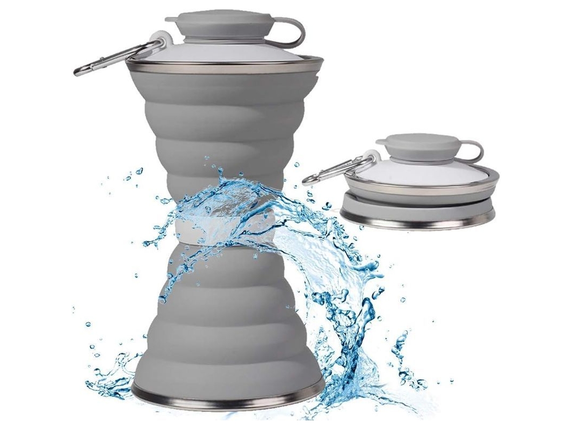 Botella De Água Plegável De Silicone Com Carabinas Copo De Camping Resistente Ao Calor E Reutilizável