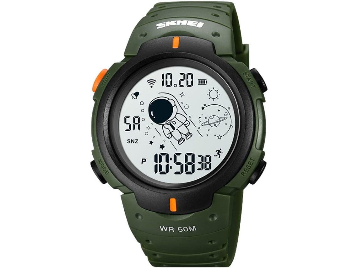 Lurelia Relógio Digital Desportivo, Visor Digital, Led, Cronómetro, Alarme, Data/calendário, 12/24h, Luminoso, Couro, Silicone, Resistente À Água 50m