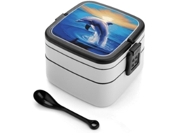 Elegante Lancheira Bento De Camada Dupla Com Um Design Moderno E Minimalista Golfinho Empilhável, À Prova De Vazamentos