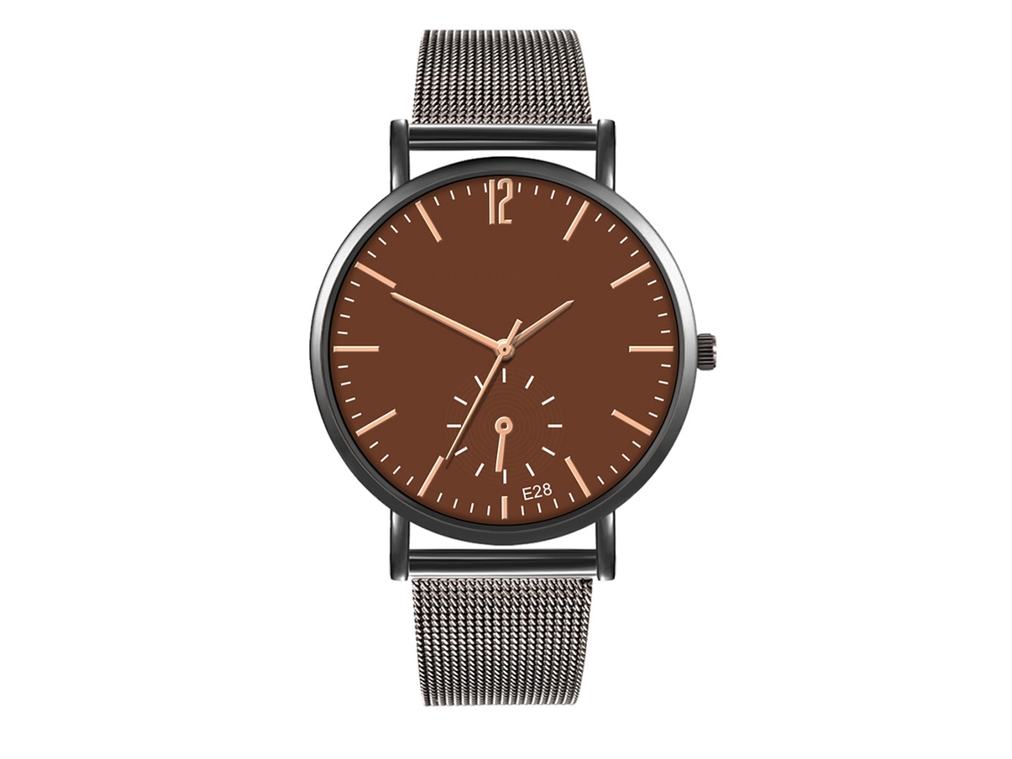 Relógio de quartzo para casal com pulseira de malha, estilo casual moderno (marrom e preto)