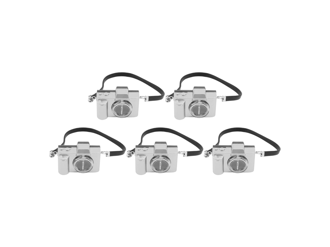 5 Peças De Câmeras Digitais Miniaturas Retrô Para Acessórios Decorativos De Casa De Bonecas, Plásticas Com Bateria Integrada, Prata