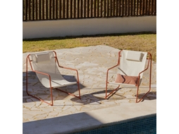 Sklum Pack De 2 Espreguiçadeiras Com Apoios De Braços Em Aço Com Almofada Lorvian Têxtil Terracota