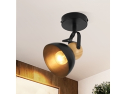 Nettlife Candeeiro De Teto Com Focos Preto Vintage E27 Ajustável 350° Retro Para Sala De Estar E Quarto, 40 W, 15 Cm, Orientáveis, Em Casa