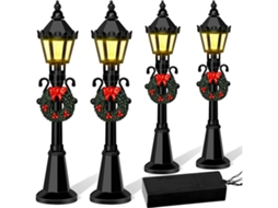 4 Mini Lâmpadas de Rua Natal para Casa de Bonecas Jardim Miniatura Acessórios Diy Led | S/MARCA