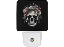 Luminária Noturna com Estampa Caveira, Ideal para Viagens ou Uso Noturno, Decorativa e Portátil para Quarto