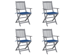 Cadeiras Externas Dobráveis C/ Almofadões 4 Pcs Acácia Maciça Dkd Home Decor