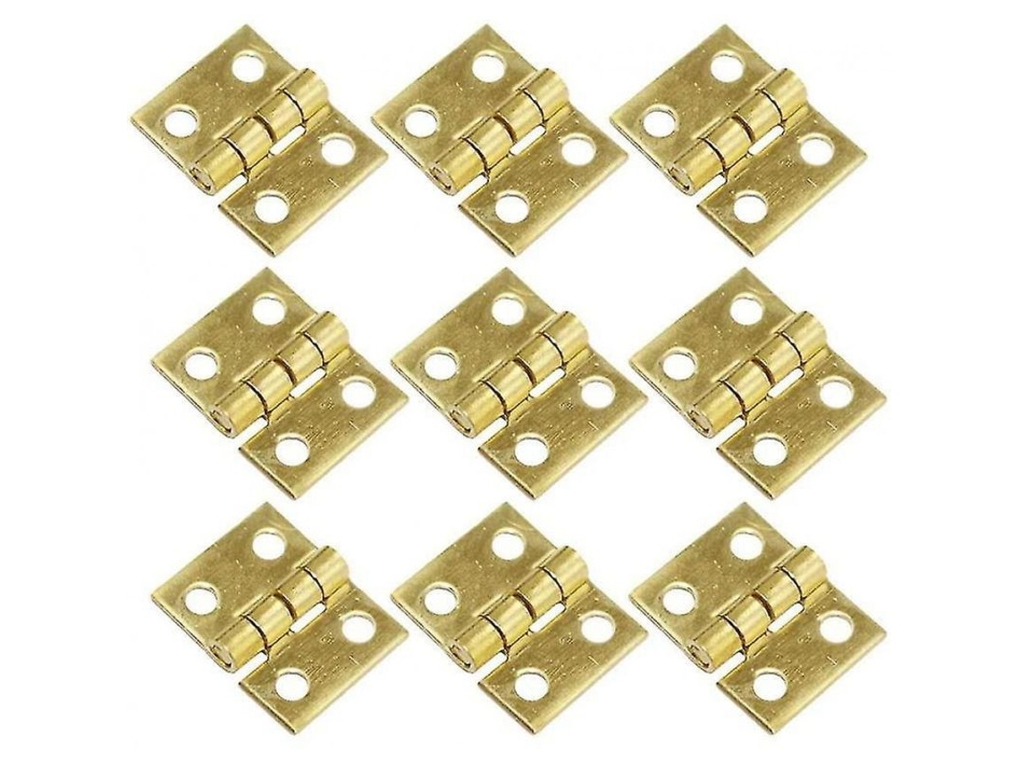 Mini dobradiças de latão para caixa de joias com parafusos, pequenas 10x8mm (50 peças) Go Crz