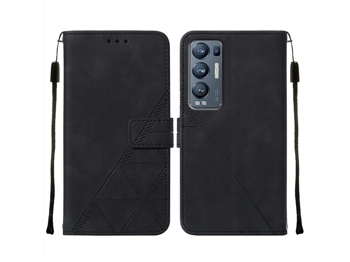 Capa Slots Clipe Cinto para Oppo Oppo Find X3 Neo HONGWE. Textura Macia com Porta-Cartões Preto