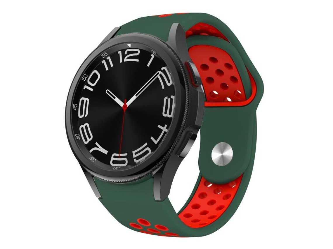 Bracelete Silicone Reversa Verde e Vermelha para Samsung Galaxy Watch Fe/7/6/5/4 XIAOMOYU