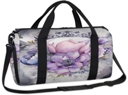 Bolsa MARCA com estampa de guirlanda de flores em aquarela 45x21x23cm tecido poliéster