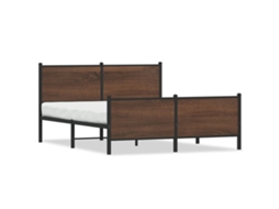 Bed Frame, Bed Frames Vidaxl Marrom Aço (150 X 200 Cm)