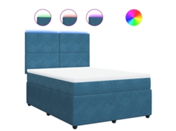 Cama box spring VIDAXL Azul Veludo (160x200cm)