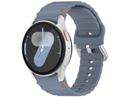 Bracelete para Samsung Galaxy Watch 7 Silicone com Grãos Ondeado Costurado e Fivela Prateada Azul XIAOMOYU (40/44mm)