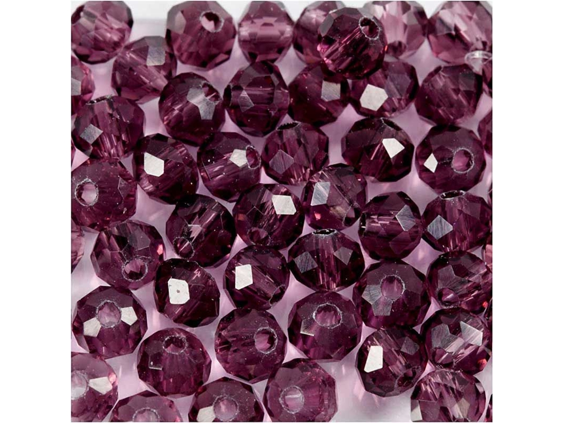 45 Contas Redondas Facetadas 4 Mm Roxo Creotime
