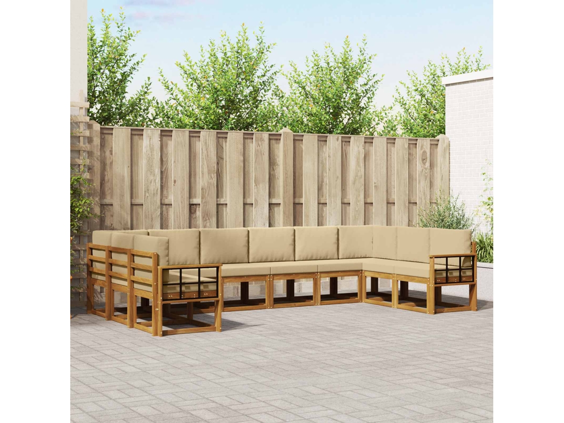 Vidaxl Conjunto De Sofás Para Exterior 10 Unid. Natural E Bege