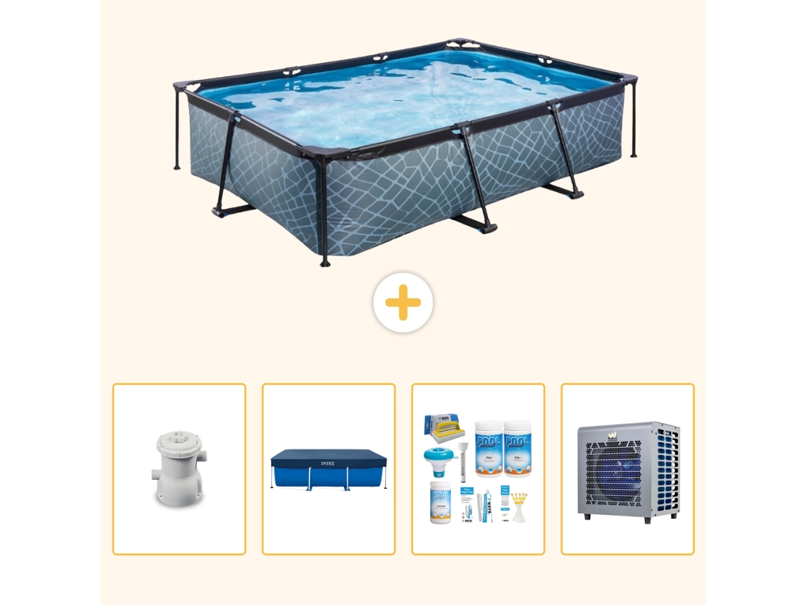 Exit-toys Piscina Exit Retangular - Efeito Pedra - 300x200x65 Cm - 5-peças S264