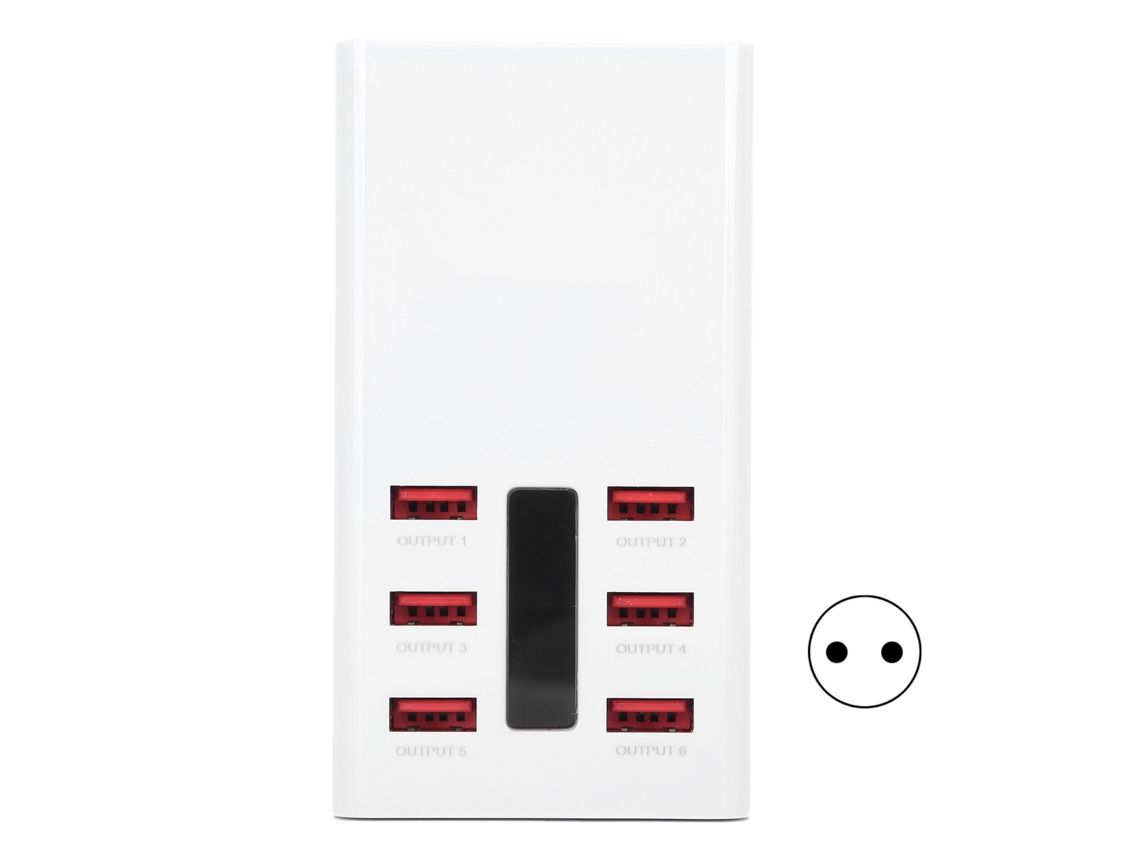Carregador Multi USB Rápido 6 Portas 30W com Plugue EU, Estação de Carregamento para Celular S/MARCA