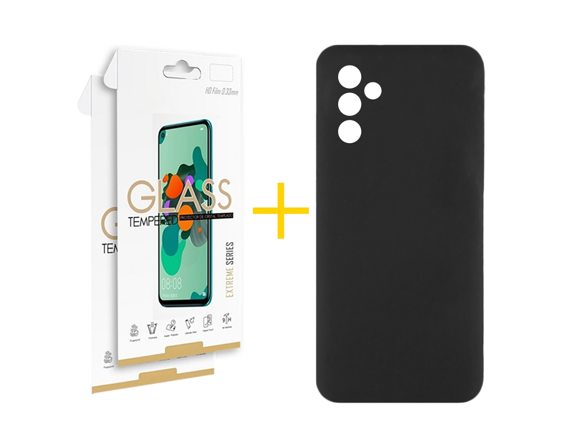 Pack 2 x Película de Vidro Temperado 2.5D + Capa SKYHE Samsung Galaxy S25 + 5G (PLUS) Silicone Líquido Preto